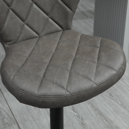 Moliyo Set Of 2 Dark Grey Swivel Bar Stools With Diamond Pattern And Steel Frame