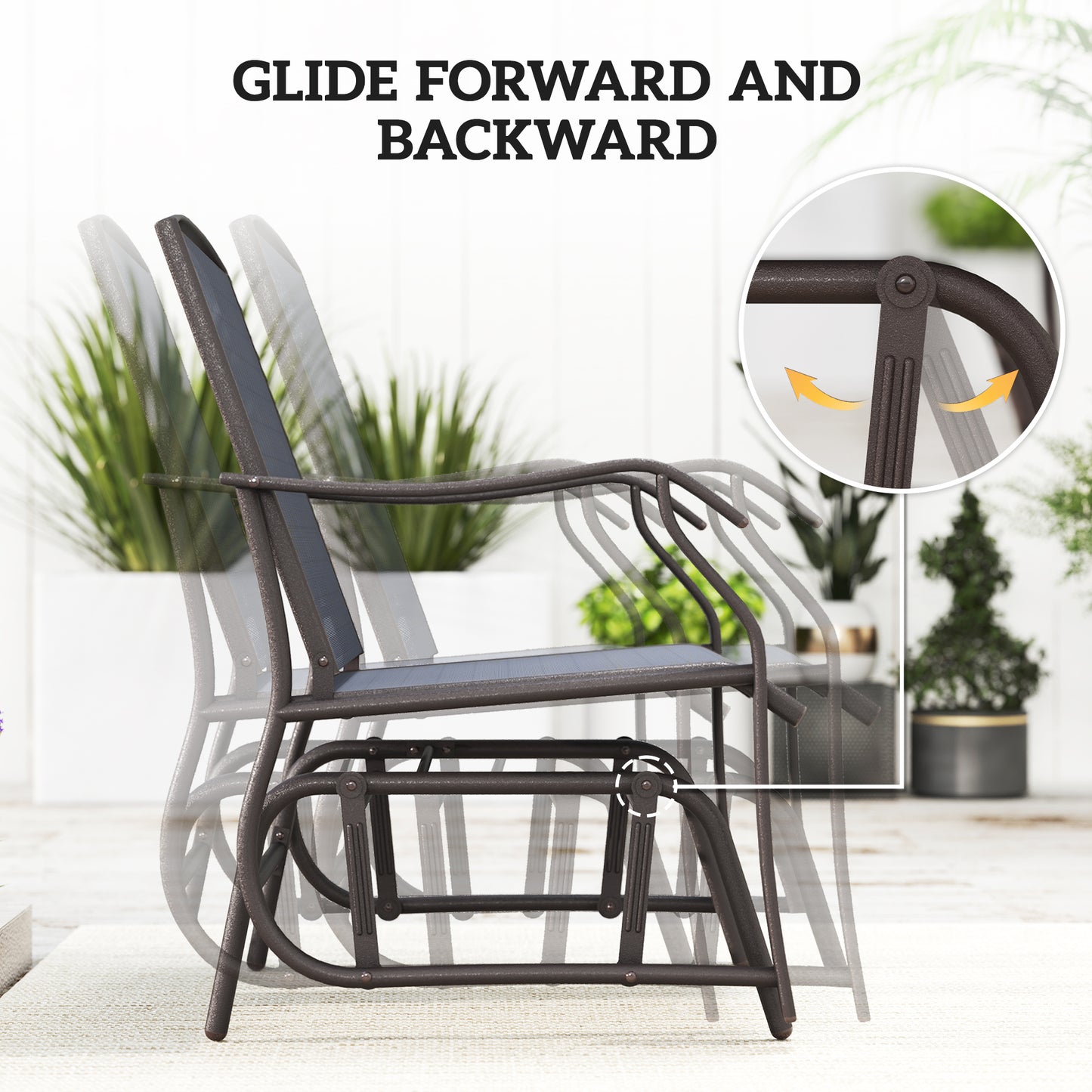 Banafa Outdoor Glider Rocking Bistro Set With 2 Chairs And Matching Table Grey