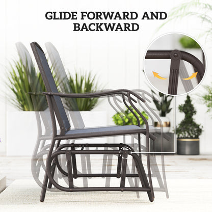 Banafa Outdoor Glider Rocking Bistro Set With 2 Chairs And Matching Table Grey