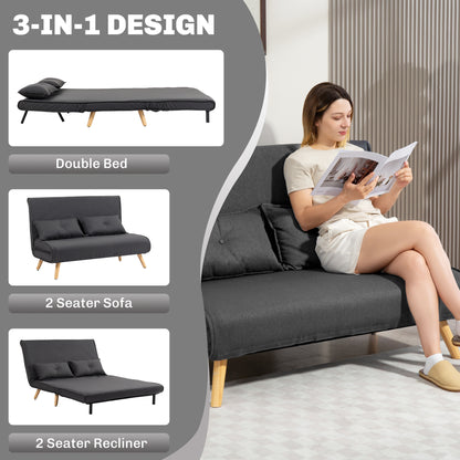Faroco Linen Look Charcoal Grey 2 Seater Sofa Bed