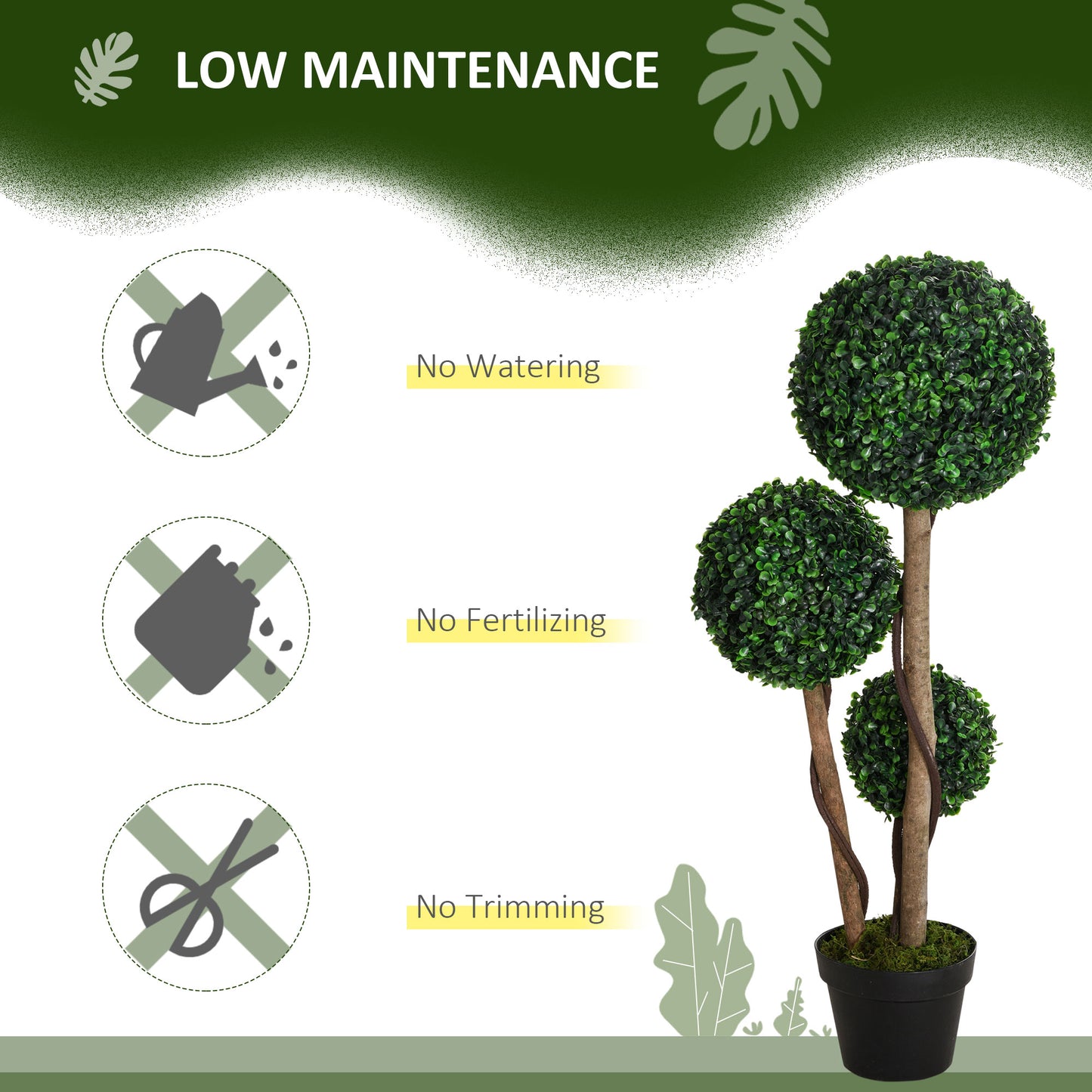 Moneri Dark Green Artificial Boxwood Ball Topiary Tree In Pot For Decorative Use