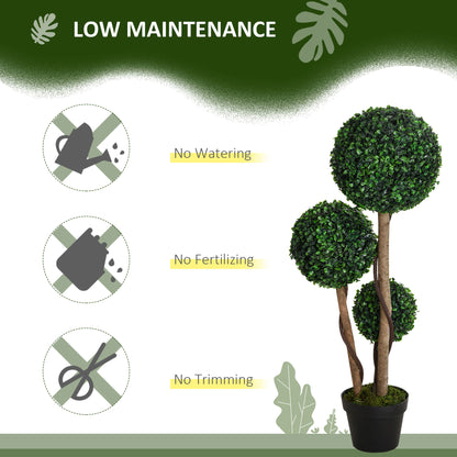Moneri Dark Green Artificial Boxwood Ball Topiary Tree In Pot For Decorative Use