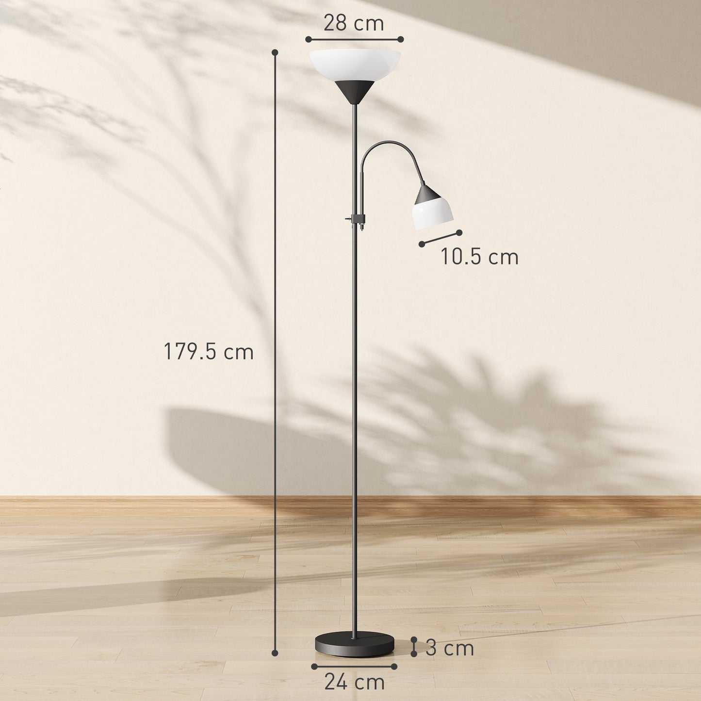 Rira Nido Metal Black LED Uplighter Floor Lamp With Adjustable Gooseneck