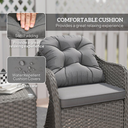 Ravi Rattan Light Grey 3 Piece Bistro Garden Furniture Set