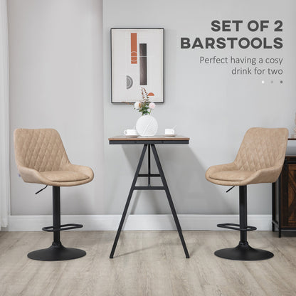 Nihano Fabric Light Khaki Adjustable Retro Bar Stools Set Of 2 With Swivel Seats