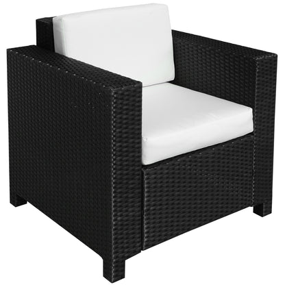Raco Rattan Black Single Outdoor Armchair With Thick Cushioned Seat And Armrests