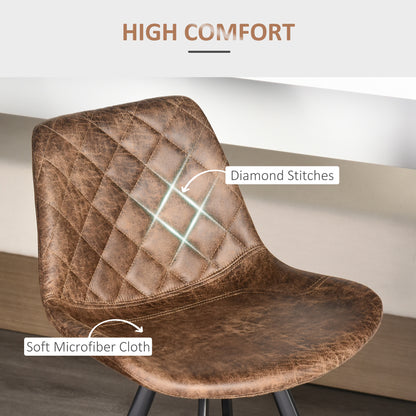 Suvedi Microfiber Brown Quilted Tub Bar Chairs Set Of 2 With Steel Frame And Footrest