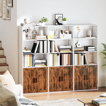 Selofi Wood Rustic Brown 5 Tier Bookcase With Adjustable Shelving