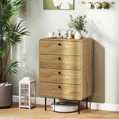 Elmira Wood Oak Finish 4 Drawer Modern Storage Chest