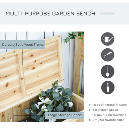Venamo Wood Natural Outdoor Storage Bench With Lift Up Seat For Garden