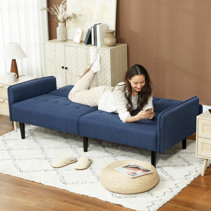 Rolano Dark Blue Upholstered 3 Seater Sofa Bed Tufted Diamond Pattern