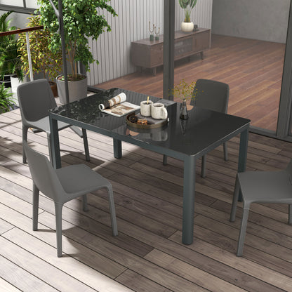 Cona 150cm Aluminium Grey Rectangular Outdoor Table With Glass Top
