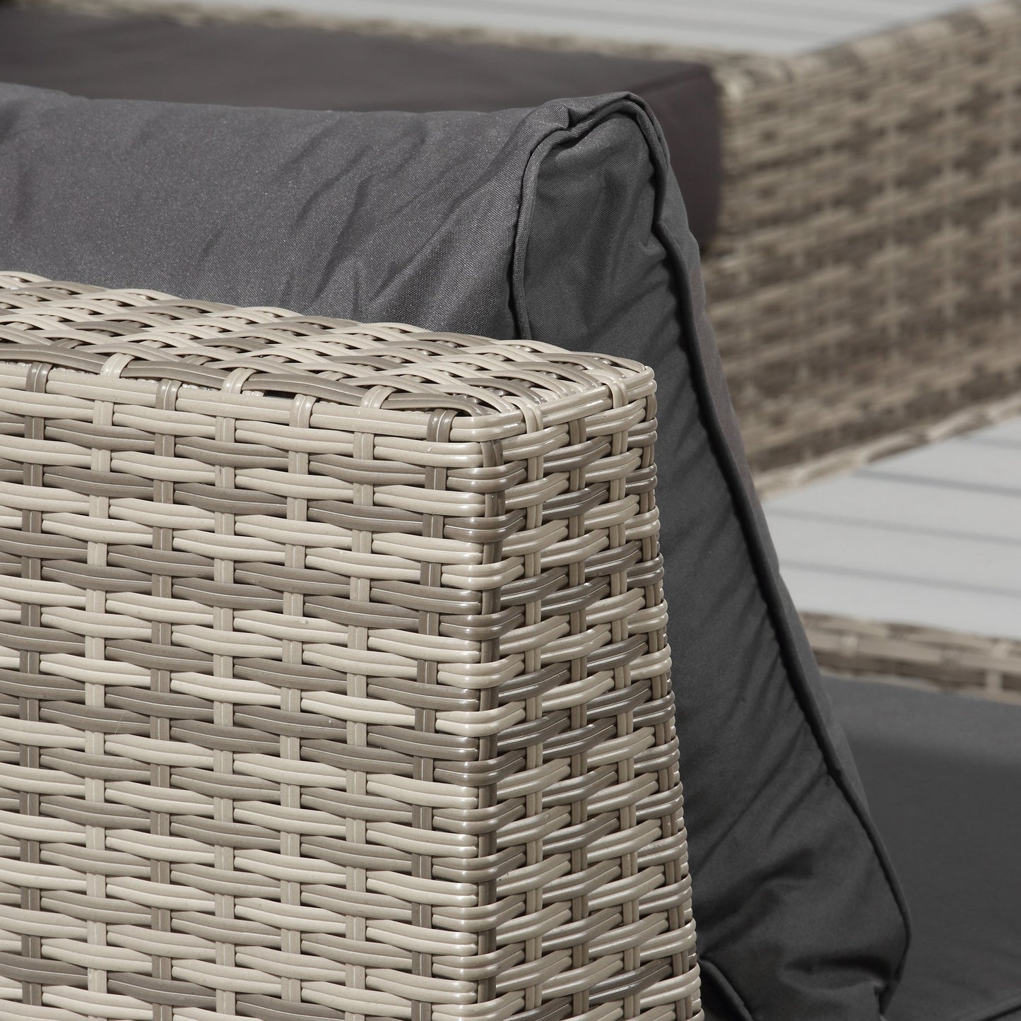 Vaneno Rattan Light Grey 5 Seater Outdoor Corner Sofa And Coffee Table Set With Cushions