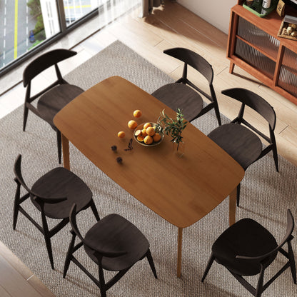 Dofi Fali Solid Wood Light Brown Rectangular Dining Table