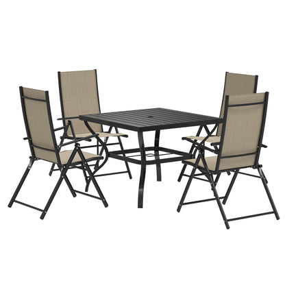 Yodiro 4 Seater Cream Mesh and Steel Frame Dining Patio