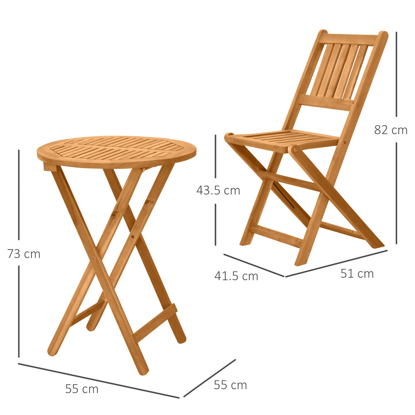 Lidoel 3 Piece Teak Folding Wooden Bistro Set With Table And Chairs