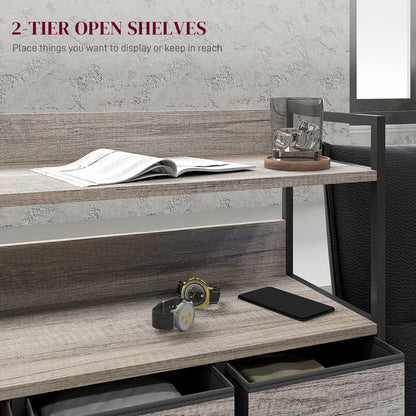 Norale Fabric And Wood Grey Wood Effect 7 Drawer Rustic Storage Chest