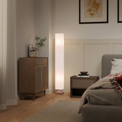 Talini Pine Wood And Fabric Natural Standing Floor Lamp With Linen Shade 120cm