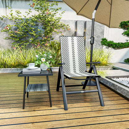 Roso Rattan Grey Reclining Garden Chairs With Adjustable Backrest
