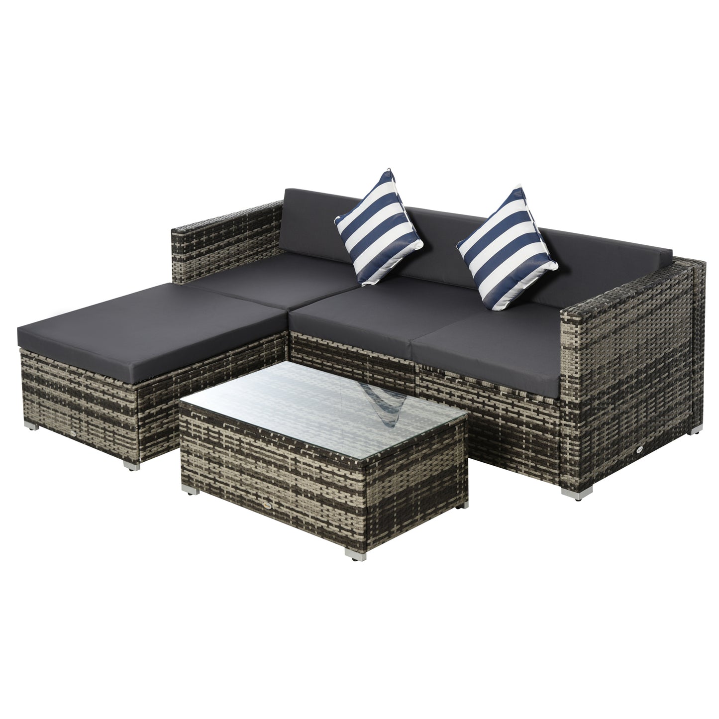 Eltami Rattan Grey 4 Seater Outdoor Sectional Sofa Set