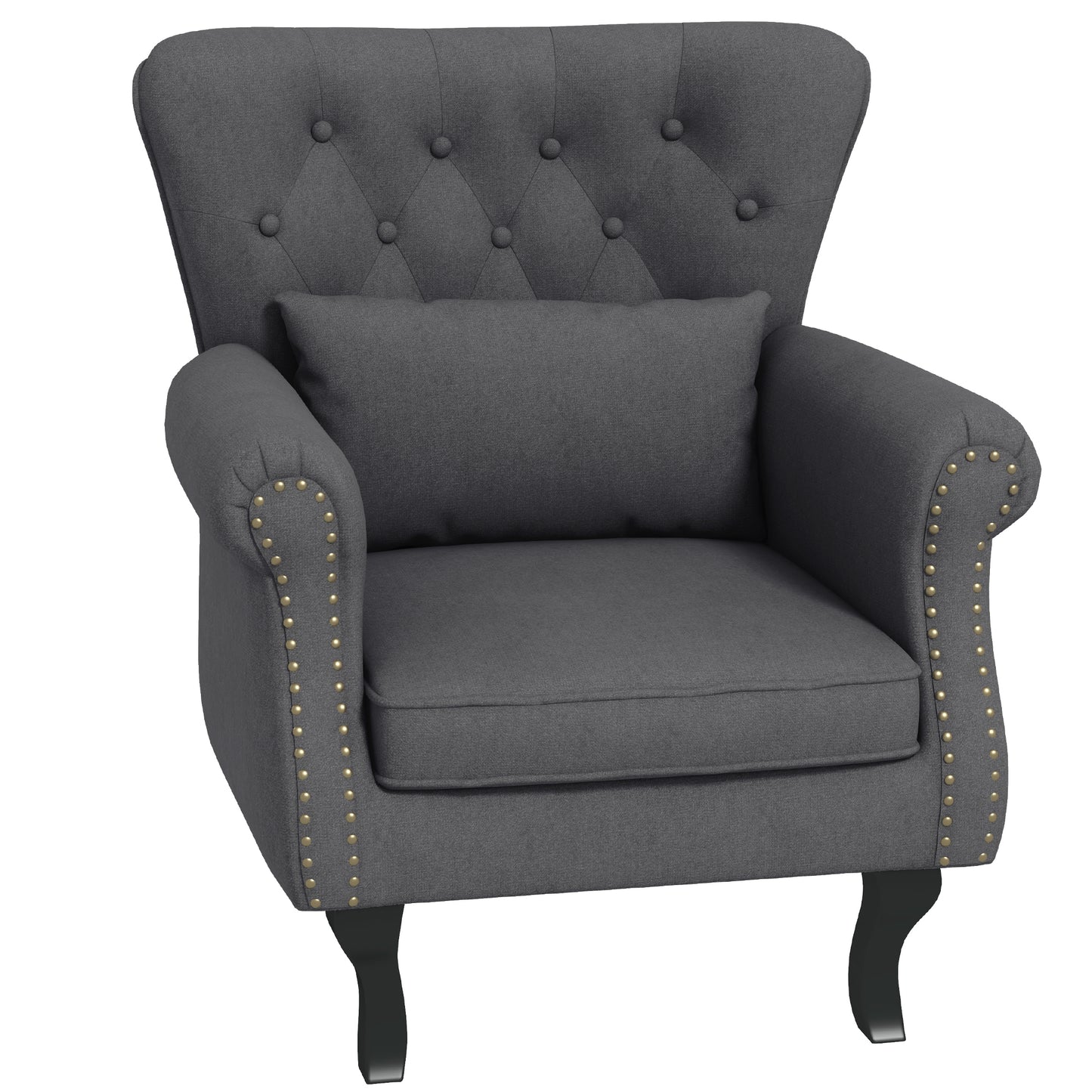 Rolu Zimo Grey Chesterfield Nail Head Style Accent Chair