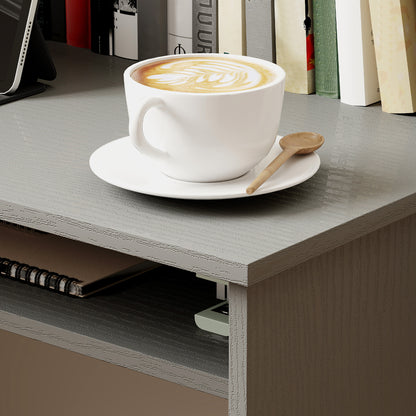 Cottare 90cm Wooden Grey Compact Writing Desk With Storage Shelf