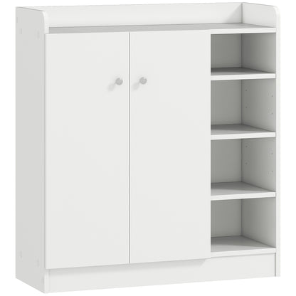 Rala Wooden White Shoe Cupboard With 2 Doors 9 Shelves