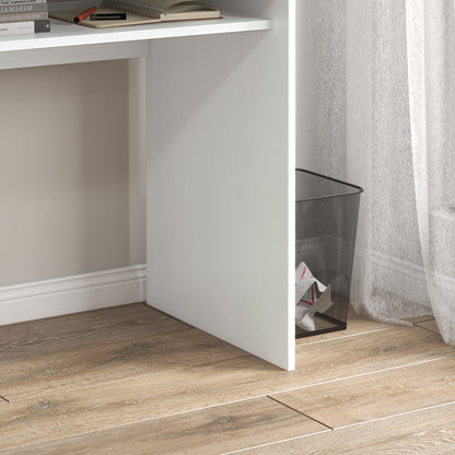 Doha 90cm Wooden White Wood Grain Compact Study Desk With Storage Shelf