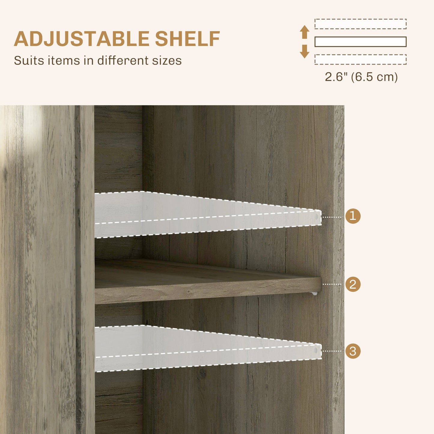 Lurafi Grey Wood Sideboard With Natural Top 3 Doors 3 Drawers 3 Shelves