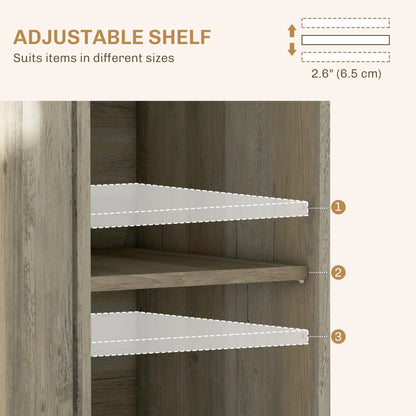 Lurafi Grey Wood Sideboard With Natural Top 3 Doors 3 Drawers 3 Shelves