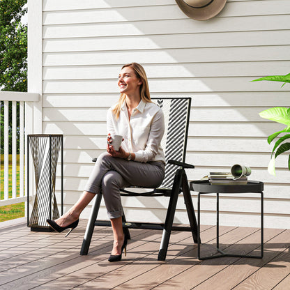 Tatoba Rattan Black Reclining Outdoor Garden Chairs With Adjustable Backrest