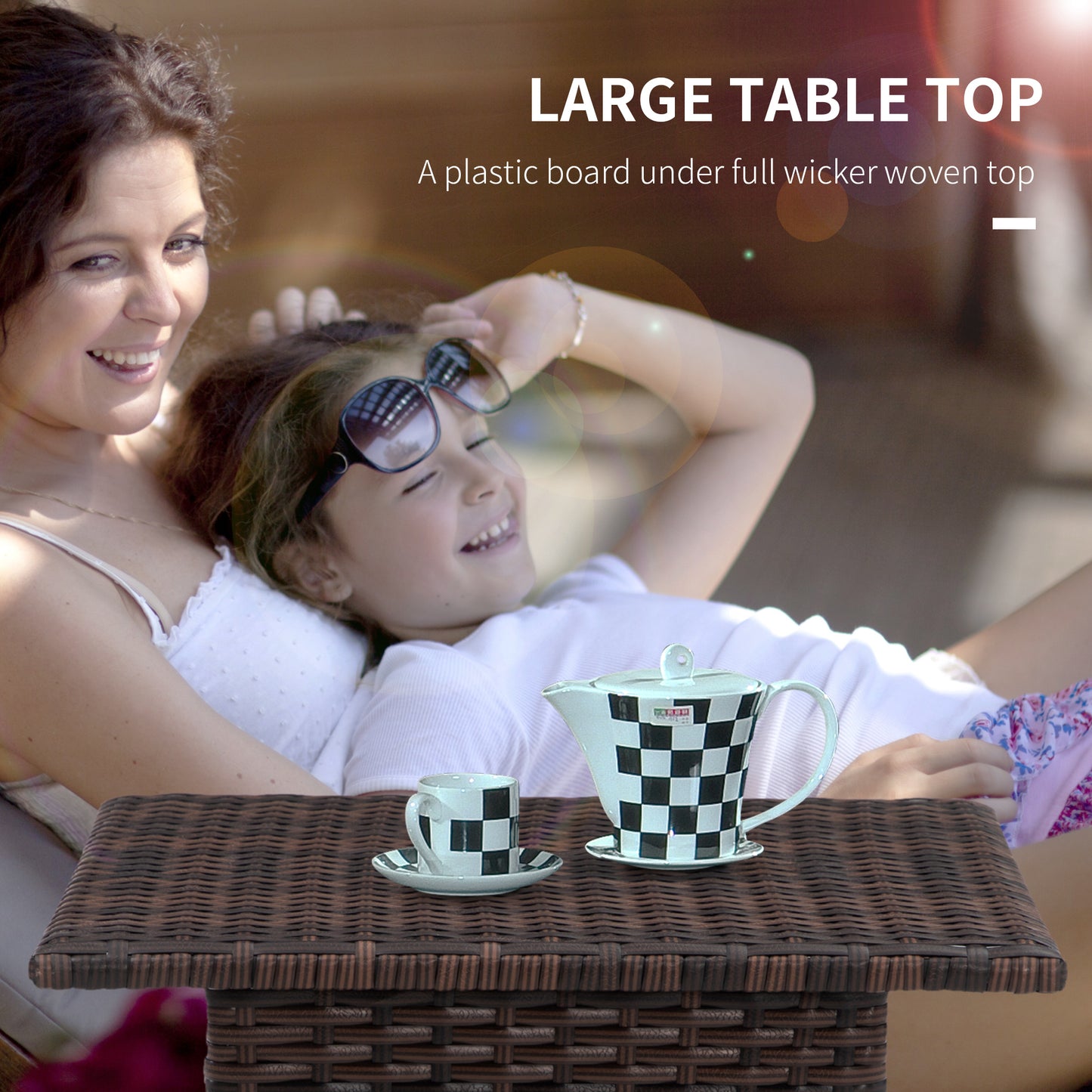 Varilu Brown Rattan Outdoor Coffee Table With Woven Top
