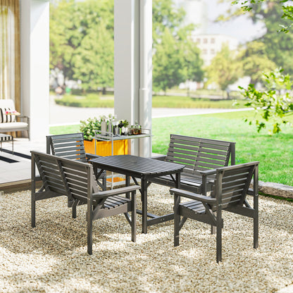Masera 6 Seater Grey Wooden Outdoor Dining Set With Umbrella Hole Table
