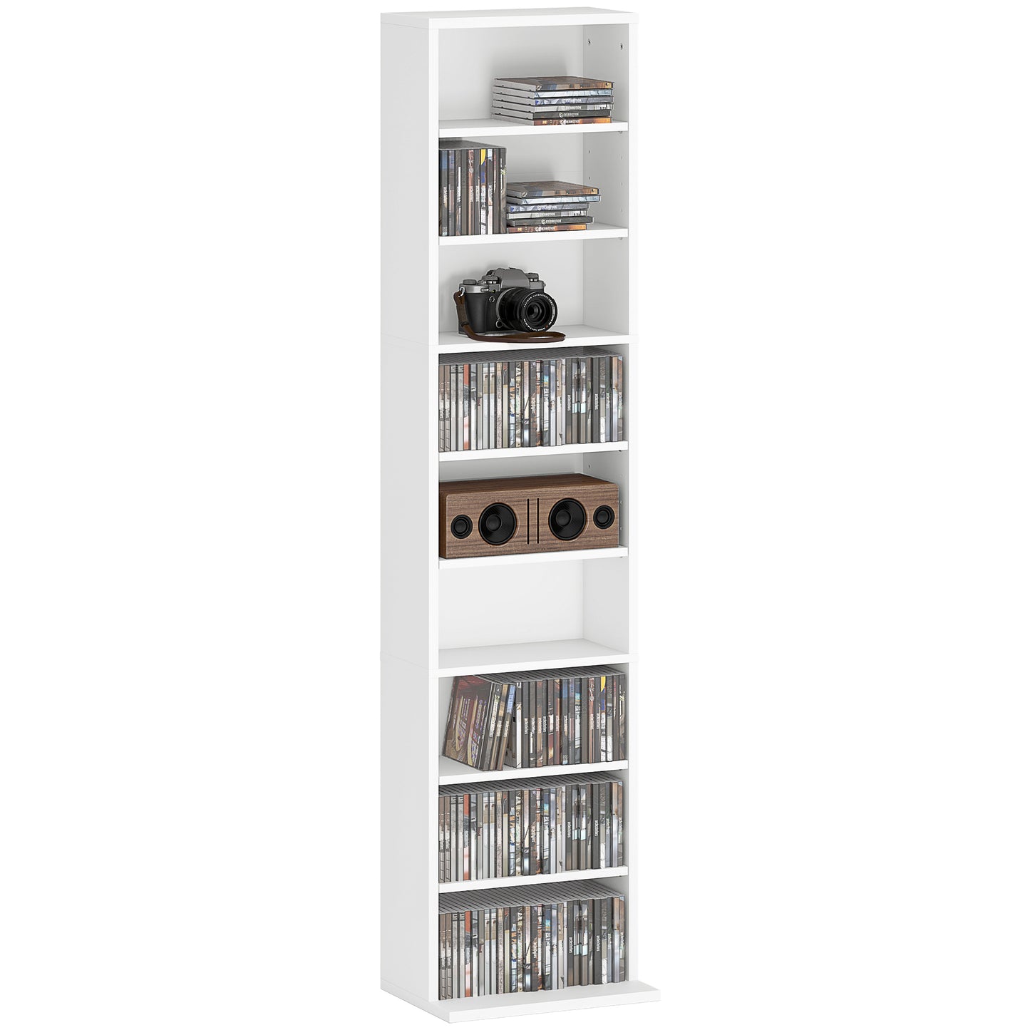 Sovi Mora Wood White Narrow CD Storage Unit With 260 Disc Capacity