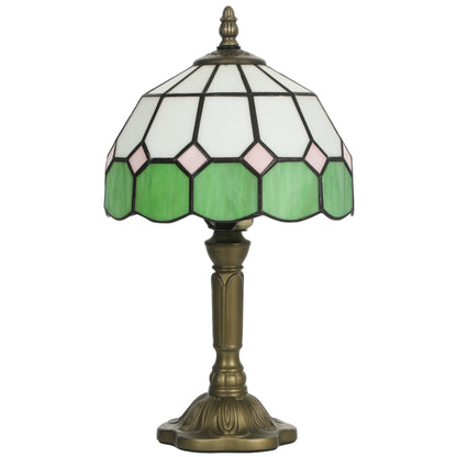 Surosu Glass And Metal White And Green Handmade Art Deco Table Lamp