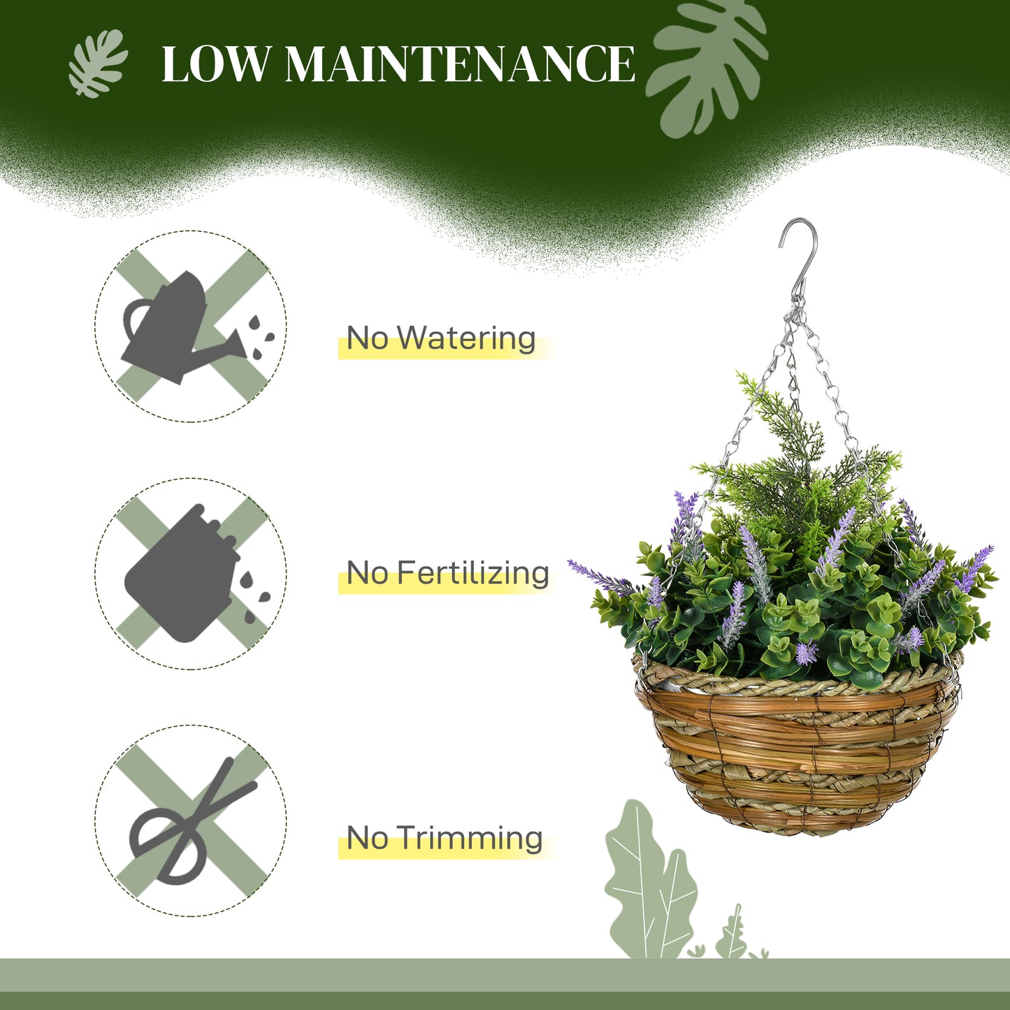 Tane Male Set Of 2 Hanging Artificial Lavender Flower Pots For Indoor Display