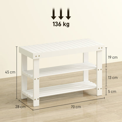 Riyo White Bamboo 2 Tier Shoe Storage Bench