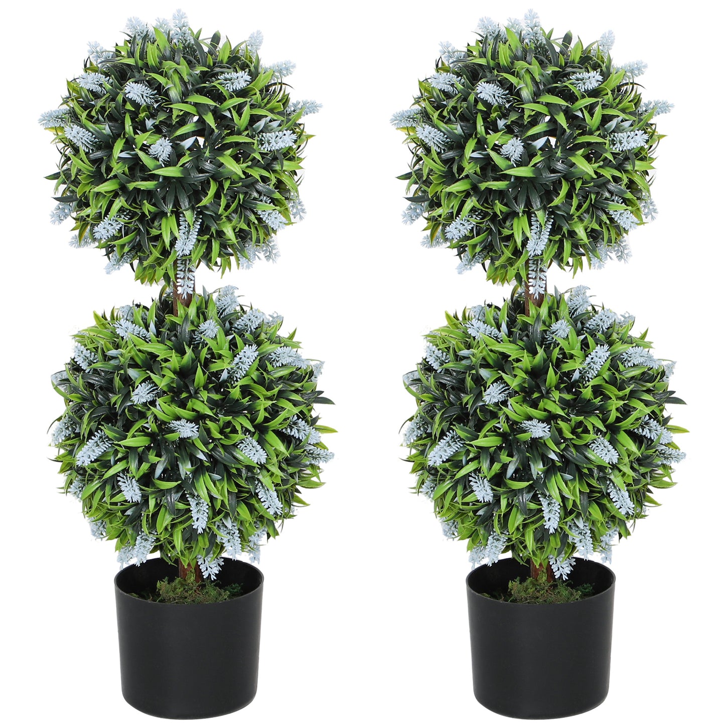 Mazifi Set Of 2 Artificial Lavender Flower Ball Trees In Pots H8 70cm Blue