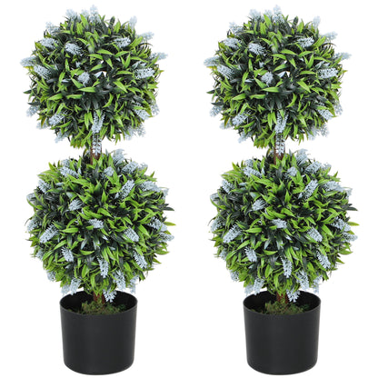 Mazifi Set Of 2 Artificial Lavender Flower Ball Trees In Pots H8 70cm Blue
