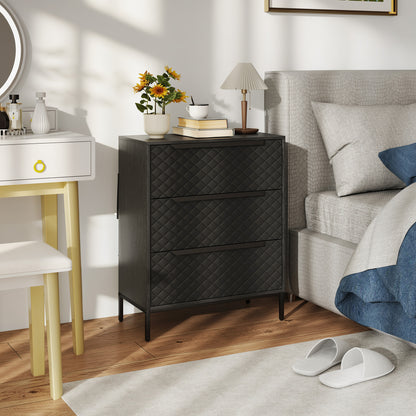 Salimo Metal Black 3 Fabric Drawer Storage Dresser