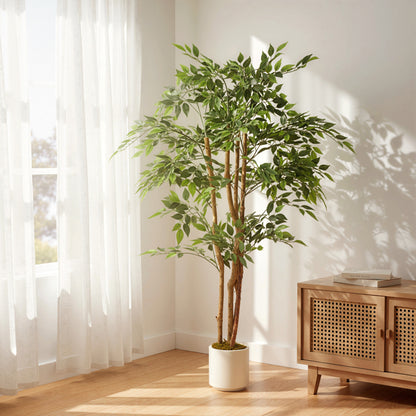 Faluta Artificial Ficus Style Tree With Solid Trunk Detail In Pot H8 150cm Green