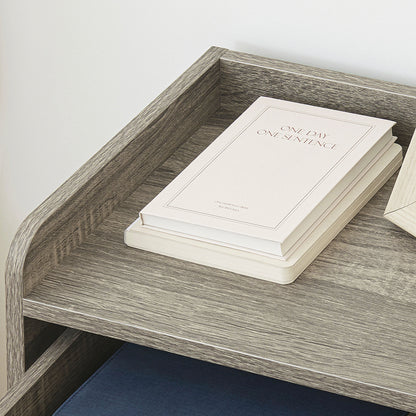 Rereno Set of 2 Grey Wood Floating Nightstands With Drawer Wall Mounted