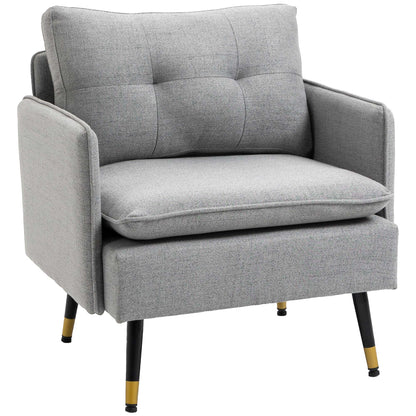 Ravane Tola Fabric Grey Button Tufted Accent Chair For Living Room Or Bedroom
