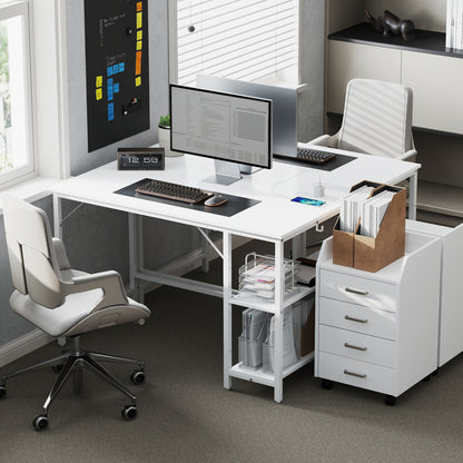 Vima 120cm White Home Office Desk With Integrated Power Sockets