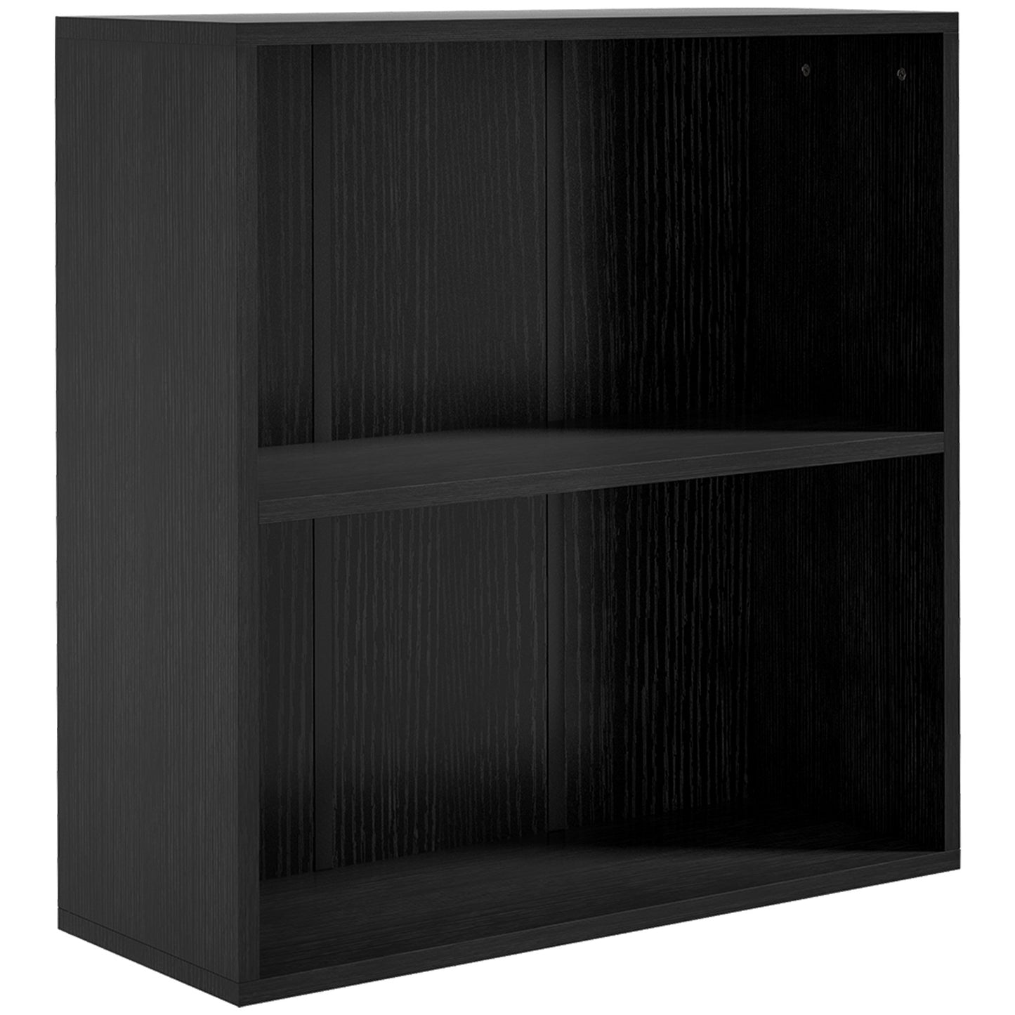 Roco Kepa Wood Black Low 2 Tier Bookcase With Adjustable Shelves