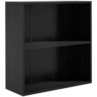Roco Kepa Wood Black Low 2 Tier Bookcase With Adjustable Shelves
