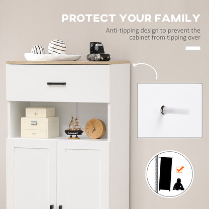 Yoelna 130cm Wooden White Nordic Kitchen Cabinet 1 Drawer 2 Doors And Open Counter