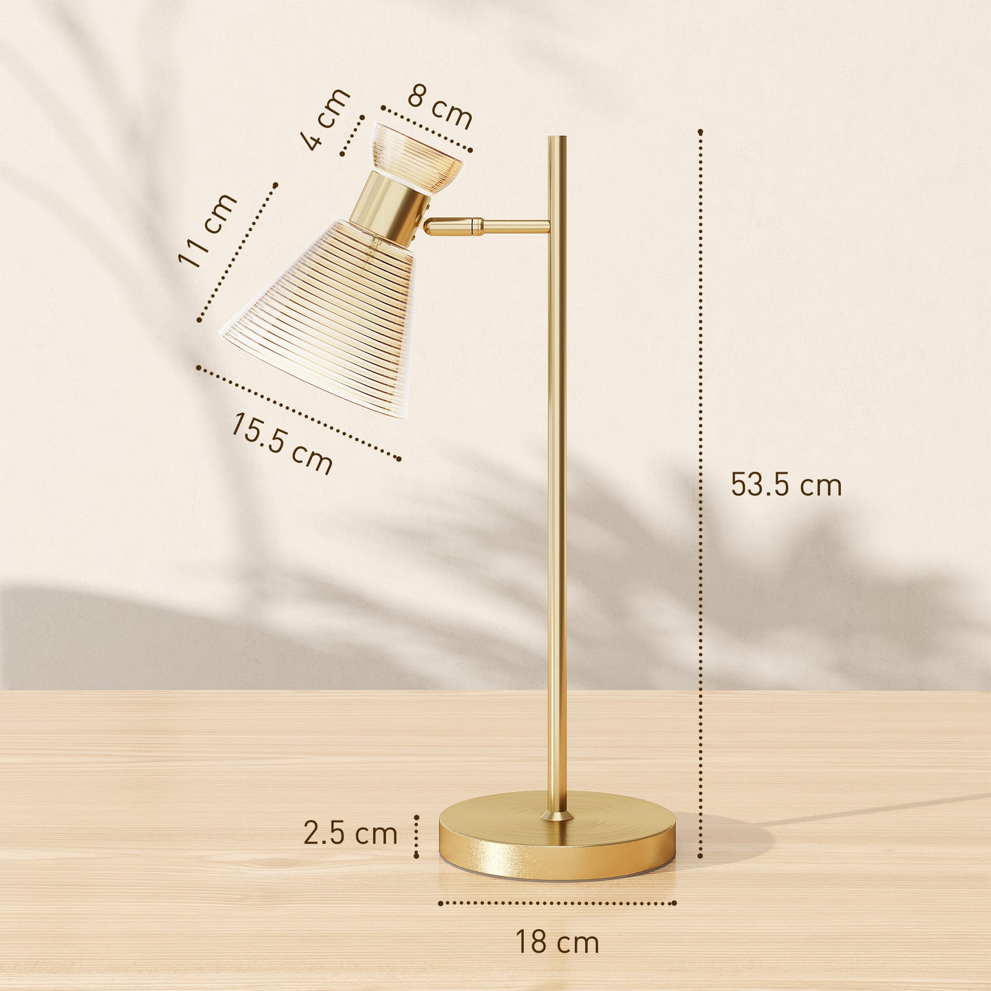 Saha Metal Gold Tone Modern Table Lamp With Adjustable Flower Style Head
