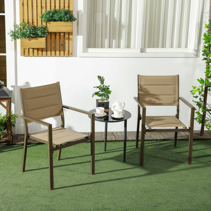 Batomi Set Of 2 Khaki Aluminium Stackable Outdoor Garden Chairs