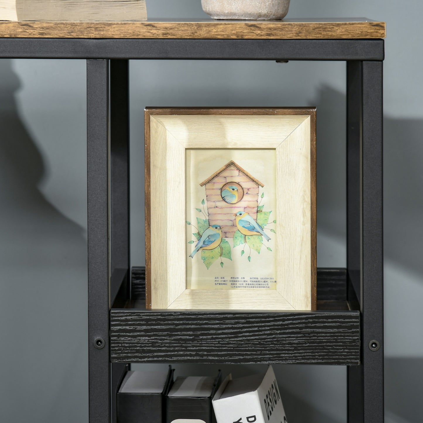 Lufaro Set Of 2 Mobile C Shaped Side Tables With Locking Wheels Metal And Wooden Dark Brown